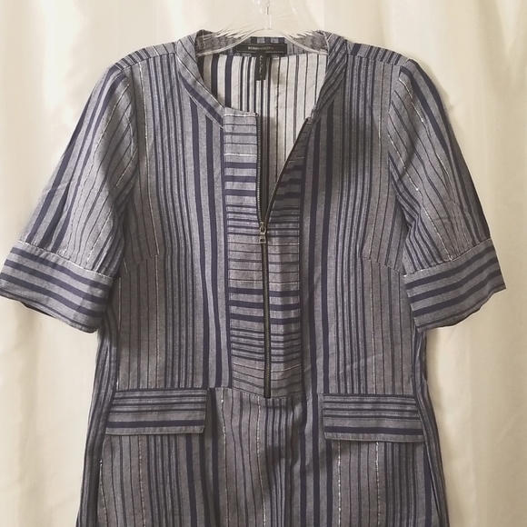 BCBGMaxAzria Blue with Silver Accent Chapbray Shift Dress. Size S - Picture 4 of 5